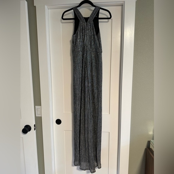 Halston Heritage SLEEVELESS METALLIC MESH GOWN IN ANTIQUE SILVER - Picture 6 of 7